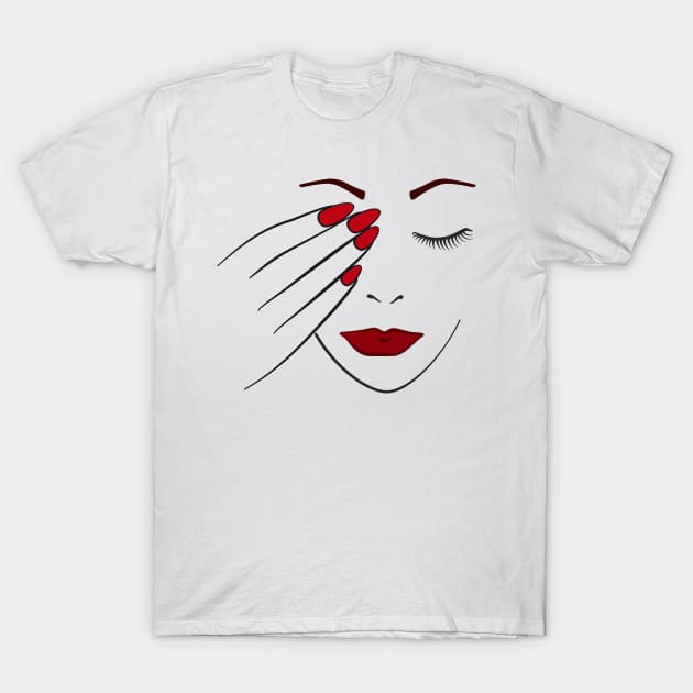 Womans Face Makeup And Painted Nails T-Shirt by THP Creative